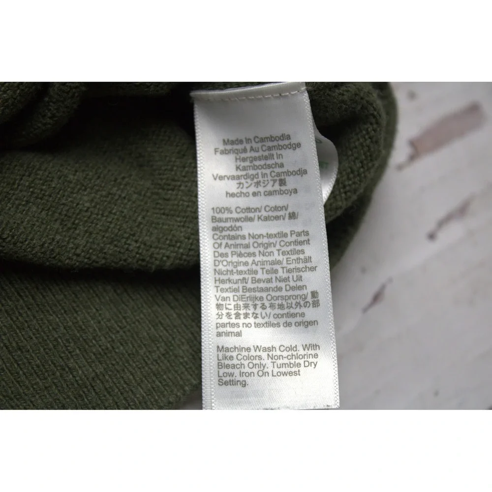 J.Crew Mens Olive Green 100% Cotton Quarter Zip Sweater Medium